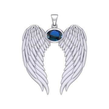 Guardian Angel Wings Silver Pendant with Birthstone TPD5868 - Jewelry